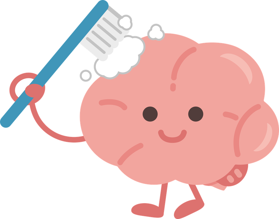 歯ブラシで自分を磨く脳のキャラクター、脳磨き小僧